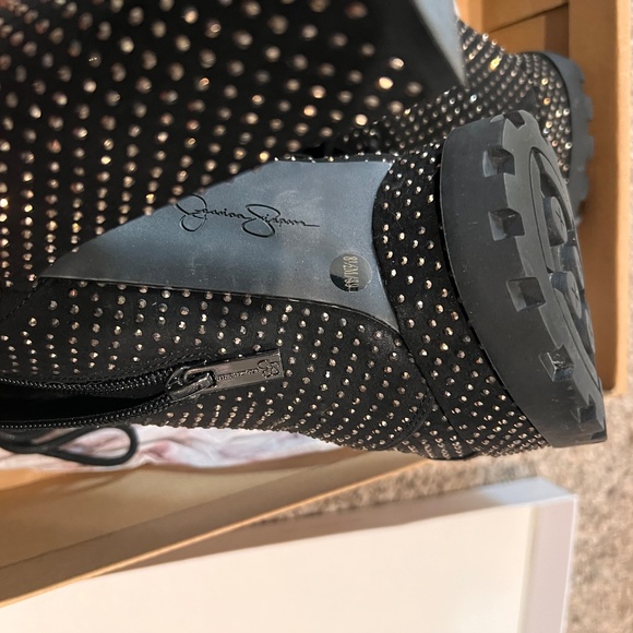 Jessica Simpson black Suede Rhinestone boots - Picture 3 of 9